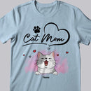 Personalized Cat Breeds T-shirt, Gifts For Cat Moms, Cat Mom & Heart T-shirt, Gifts For Mother's Day