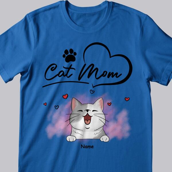 Personalized Cat Breeds T-shirt, Gifts For Cat Moms, Cat Mom & Heart T-shirt, Gifts For Mother's Day