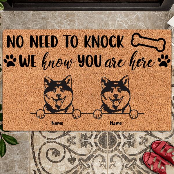 No Need To Knock We Know You Are Here Personalized Dog Breed Doormat, Gifts For Dog Lovers, Home Decor