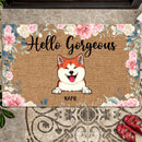 Personalized Dog Breeds Doormat, Gifts For Dog Lovers, Hello Gorgeous Flower Doormat, Funny Home Decor