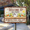 Metal Garden Sign, Gifts For Pet Lovers, I'm Mostly Peace Love Light And A Little Go F*ck Yourself Welcome Signs