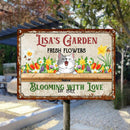 Metal Garden Sign, Gifts For Pet Lovers, Fresh Flowers Blooming With Love Personalized Home Sign