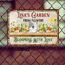 Metal Garden Sign, Gifts For Pet Lovers, Fresh Flowers Blooming With Love Personalized Home Sign
