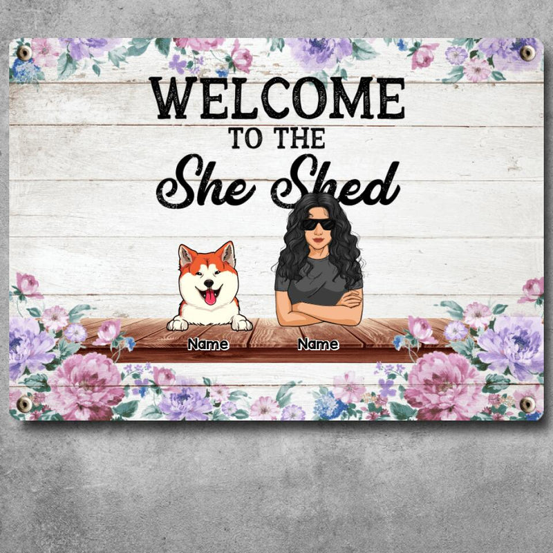 Metal Garden Sign, Gifts For Pet Lovers, Welcome To The She Shed Personalized Home Sign, Funny Welcome Signs