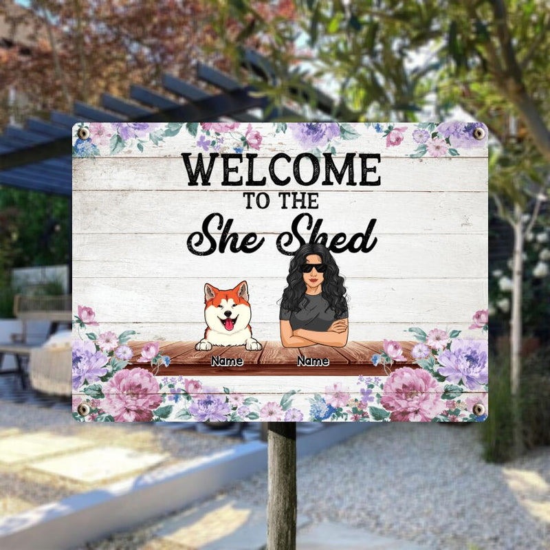 Metal Garden Sign, Gifts For Pet Lovers, Welcome To The She Shed Personalized Home Sign, Funny Welcome Signs