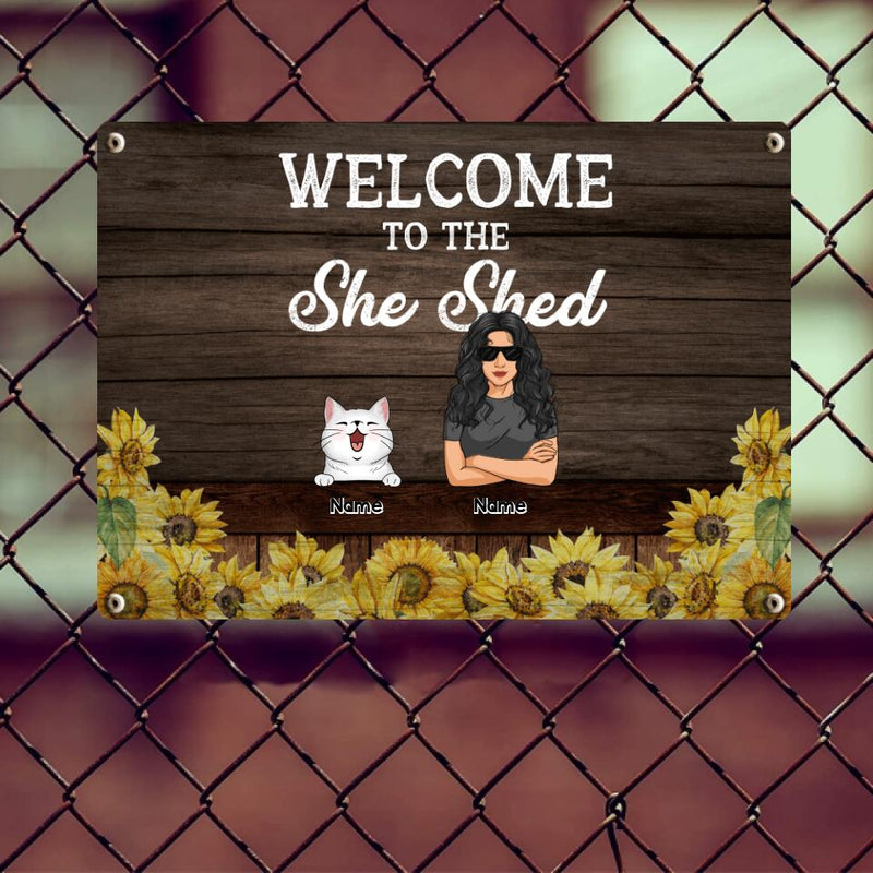 Metal Garden Sign, Gifts For Pet Lovers, Welcome To The She Shed Personalized Home Sign, Sunflower Welcome Signs