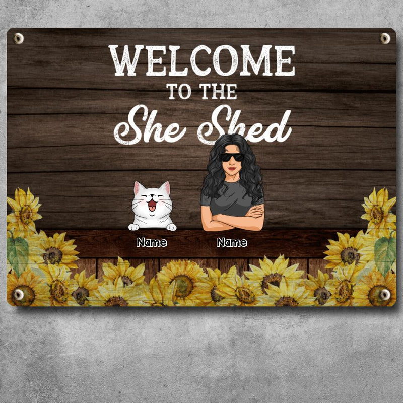 Metal Garden Sign, Gifts For Pet Lovers, Welcome To The She Shed Personalized Home Sign, Sunflower Welcome Signs