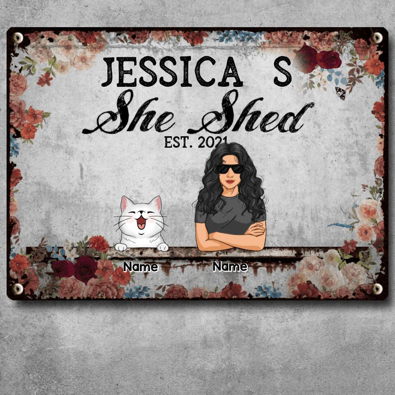 Metal Garden Sign, Gifts For Pet Lovers, She Shed Personalized Home Sign, Flower Vintage Signs