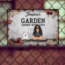 Metal Garden Sign, Gifts For Pet Lovers, Grown With Love Personalized Home Sign, Flower Vintage Signs