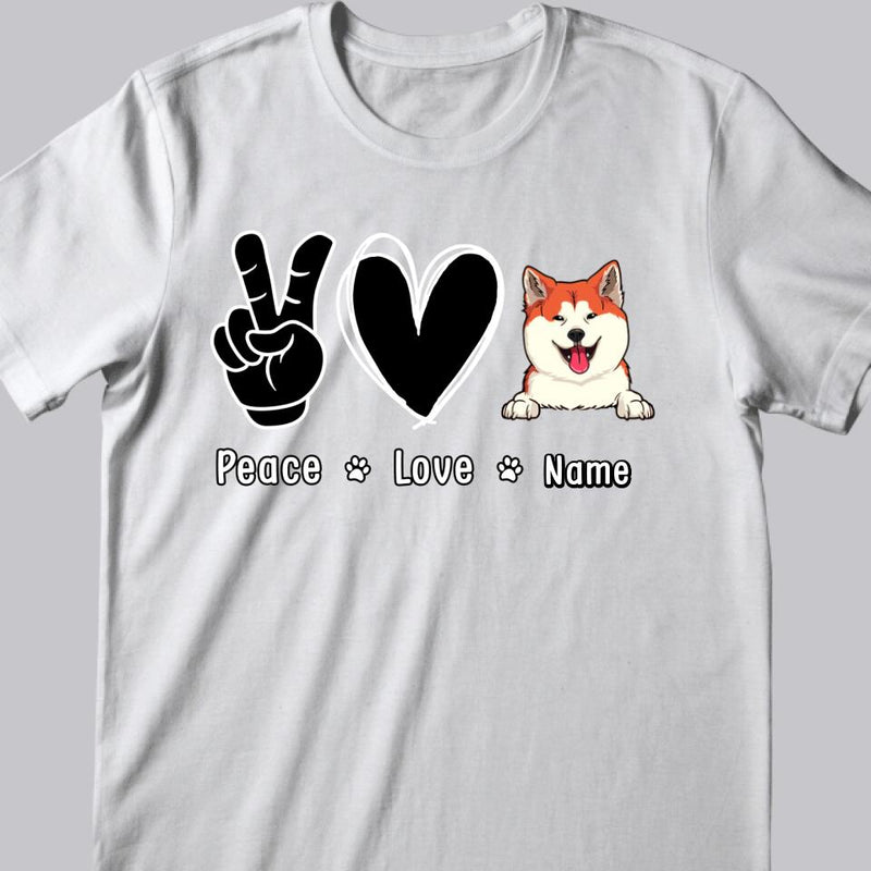 Personalized Dog Breed T-shirt, Peace Love And Dog, T-shirt For Dog Moms, Gifts For Mother's Day
