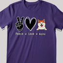 Personalized Dog Breed T-shirt, Peace Love And Dog, T-shirt For Dog Moms, Gifts For Mother's Day