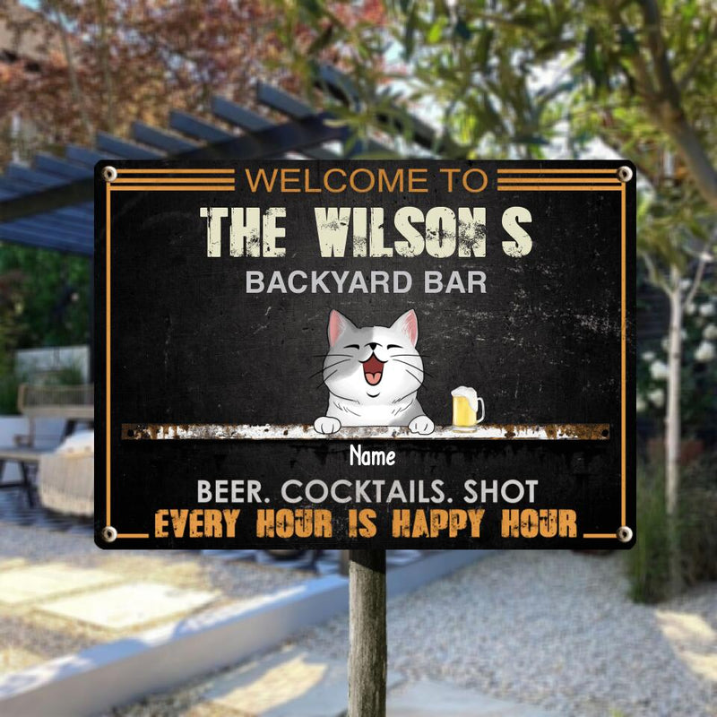 Metal Backyard Bar Signs, Gifts For Pet Lovers, Beer Cocktails Shot Every Hour Is Happy Our Welcome Signs