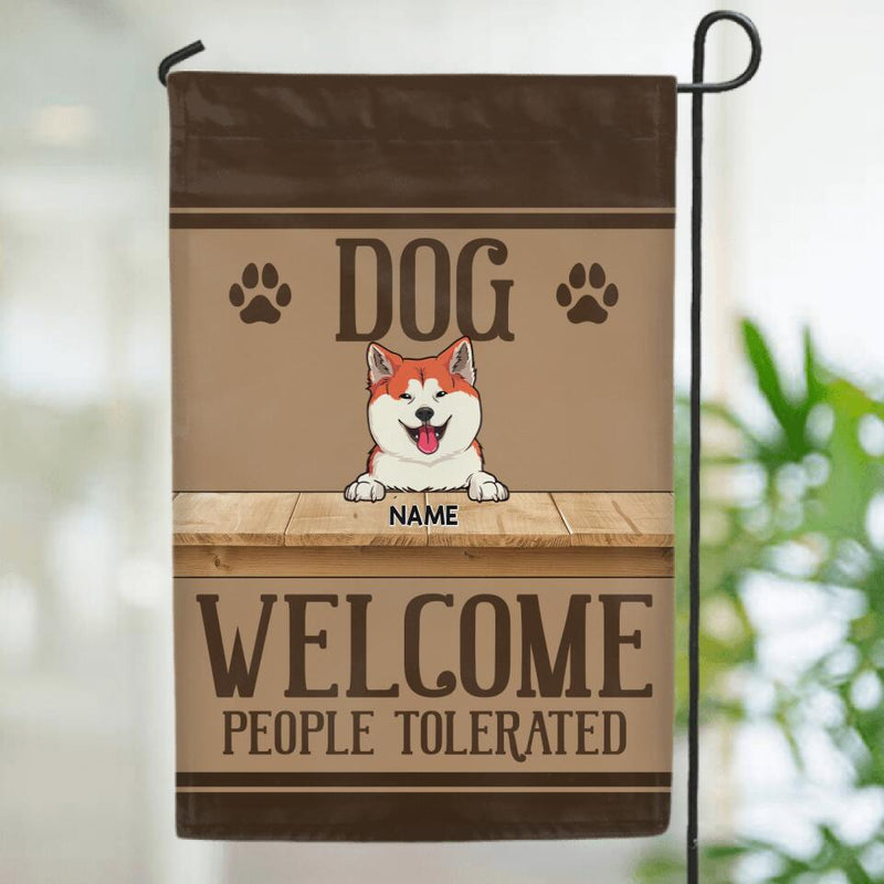Personalized Dog Breeds Garden Flag, Gifts For Dog Lovers, Dogs Welcome People Tolerated