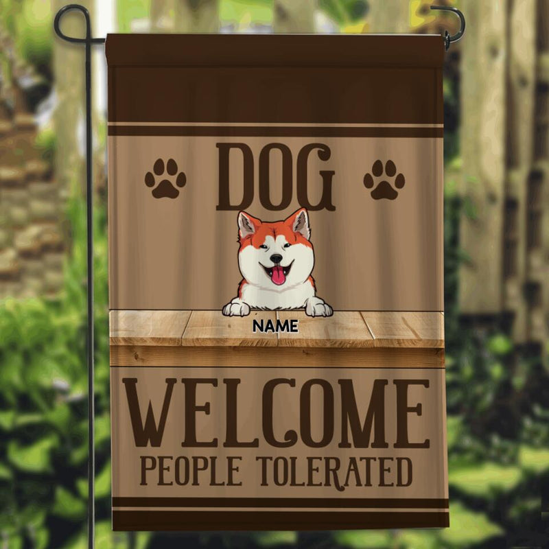 Personalized Dog Breeds Garden Flag, Gifts For Dog Lovers, Dogs Welcome People Tolerated