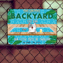 Metal Backyard Tiki Bar Sign, Gifts For Pet Lovers, Our Little Piece Of Paradise Dog & Cat In A Pool