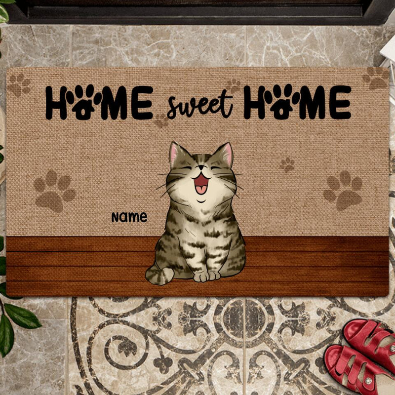 Personalized Cat Breed Doormat, Gifts For Cat Lovers, Home Sweet Home Chubby Cats Doormat
