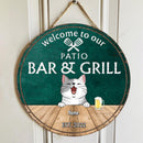 Patio Bar & Grill Welcome Door Signs, Gifts For Pet Lovers, Couple Of Spatula Custom Wooden Signs