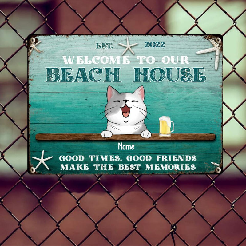 Metal Welcome Signs, Gifts For Pet Lovers, Welcome To Our Beach House Make The Best Memories