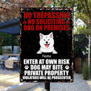 Warning Metal Yard Sign, Gifts For Dog Lovers, No Trespassing No Soliciting Dogs On Premises