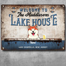 lake house decor Metal Welcome Signs, Gifts For Pet Lovers, Welcome To Our Lake House Personalized Home Sign