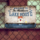 lake house decor Metal Welcome Signs, Gifts For Pet Lovers, Welcome To Our Lake House Personalized Home Sign