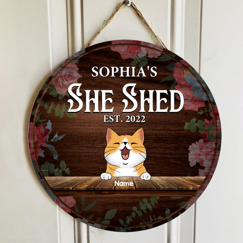 Custom Wooden Signs, Gifts For Pet Lovers, Welcome To The She Shed Flower Vintage Signs