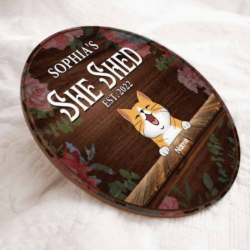 Custom Wooden Signs, Gifts For Pet Lovers, Welcome To The She Shed Flower Vintage Signs