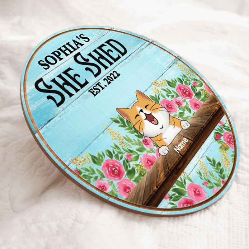 Custom Wooden Signs, Gifts For Pet Lovers, She Shed Happy Place Flower Vintage Signs