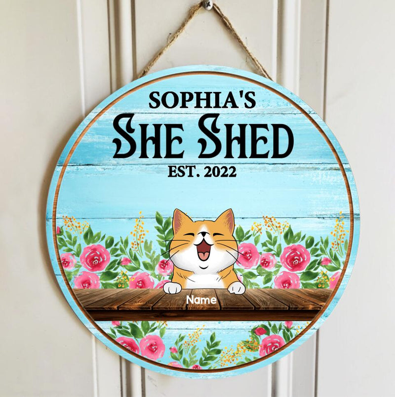 Custom Wooden Signs, Gifts For Pet Lovers, She Shed Happy Place Flower Vintage Signs