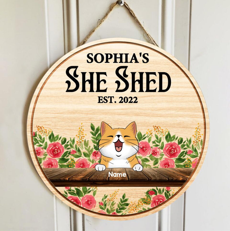 Personalized Wood Signs, Gifts For Pet Lovers, She Shed Happy Place Flower Vintage Signs