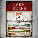 Metal Lake Sign, Gifts For Pet Lovers, Lake Rules Relax Boat Canoe Fish Smile Swim Dive In