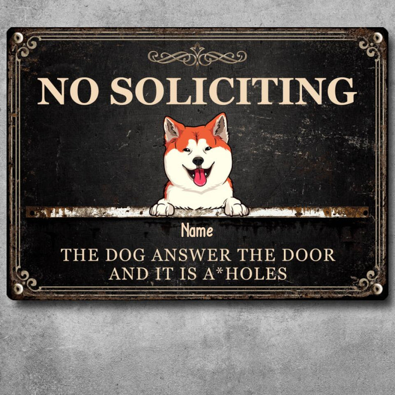 Metal Yard Sign, Gifts For Dog Lovers, No Soliciting The Dogs Answer The Door Vintage Signs