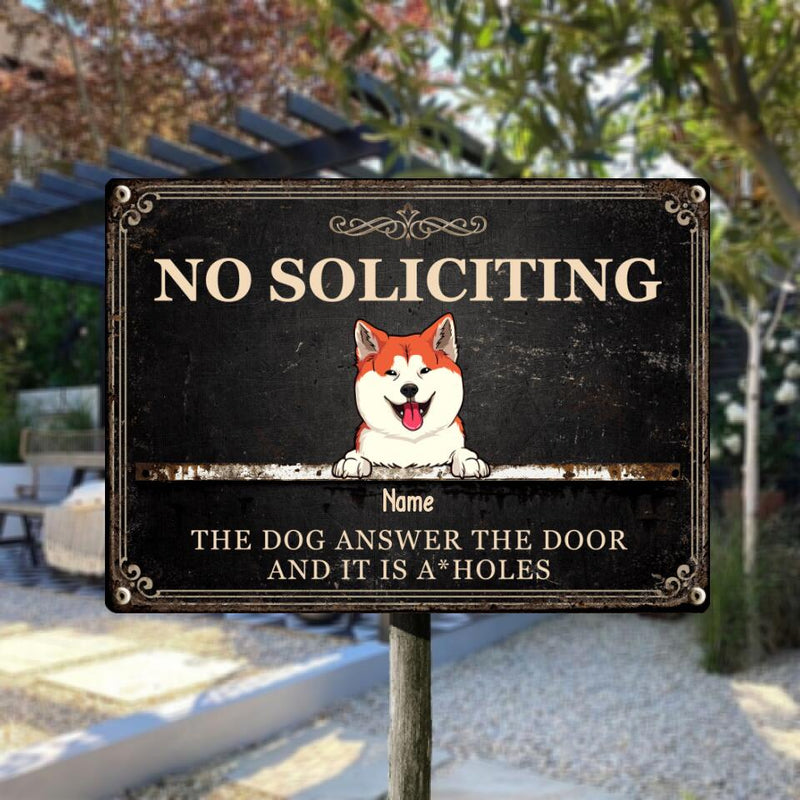 Metal Yard Sign, Gifts For Dog Lovers, No Soliciting The Dogs Answer The Door Vintage Signs