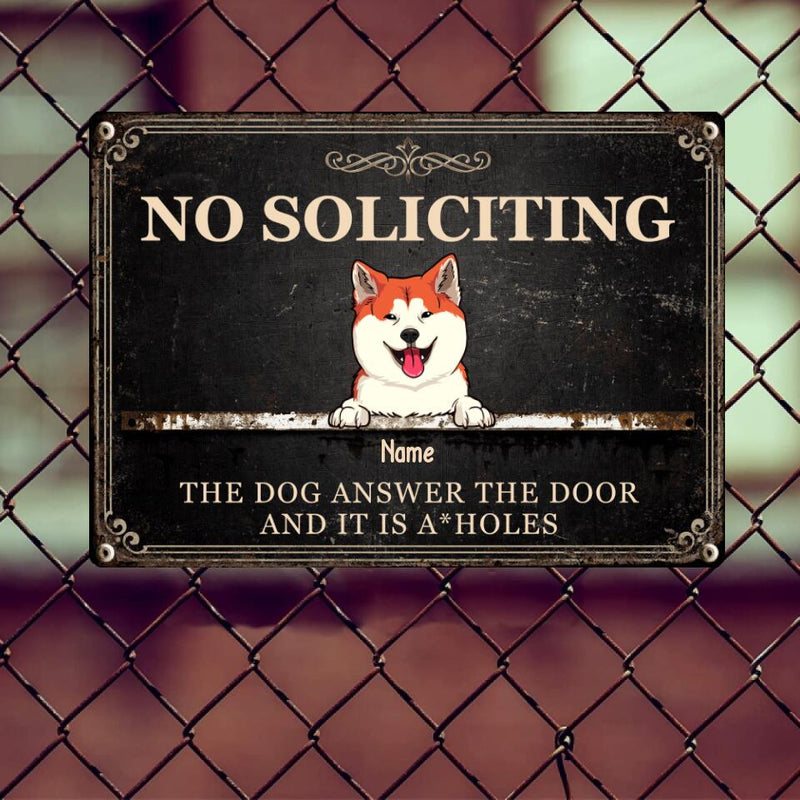 Metal Yard Sign, Gifts For Dog Lovers, No Soliciting The Dogs Answer The Door Vintage Signs