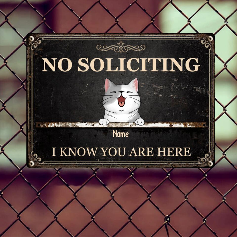 Metal Yard Sign, Gifts For Pet Lovers, No Soliciting We Know You Are Here Vintage Signs