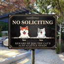 Beware Of Dog Metal Yard Sign, Gifts For Pet Lovers, No Soliciting The Cat's Also A Little Shady Vintage Signs