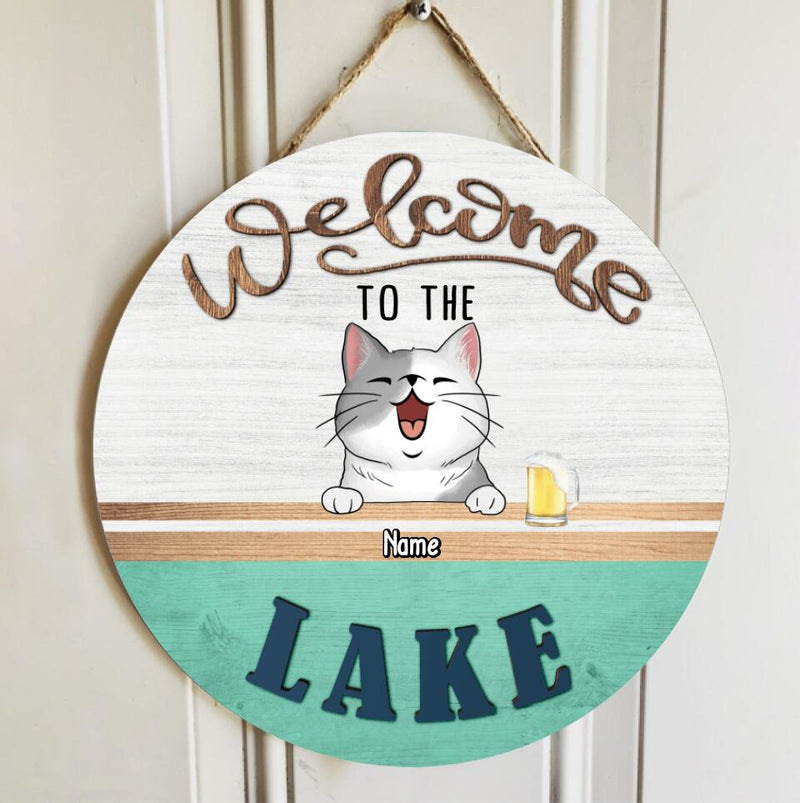 Custom Wooden Signs, Gifts For Pet Lovers, Welcome To The Lake Personalized Wood Sign