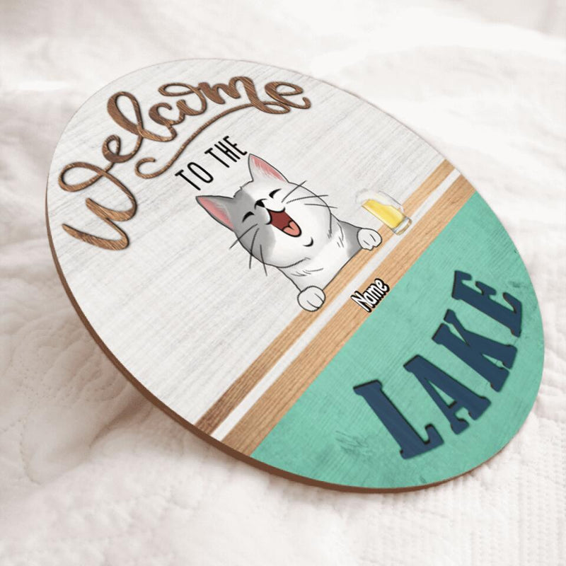 Custom Wooden Signs, Gifts For Pet Lovers, Welcome To The Lake Personalized Wood Sign