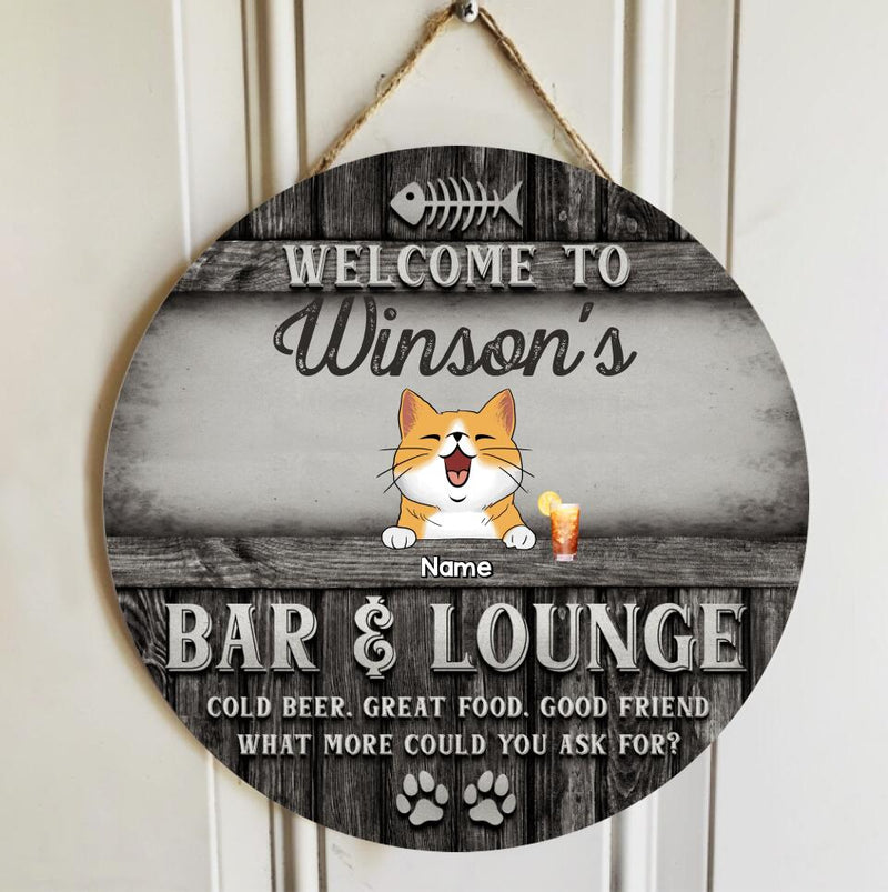 Custom Wooden Signs, Gifts For Pet Lovers, Welcome To My Bar & Lounge Personalized Wood Sign