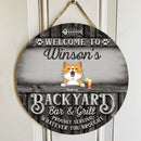 Custom Wooden Signs, Gifts For Pet Lovers, Welcome To My Backyard Bar & Grill Personalized Wood Sign