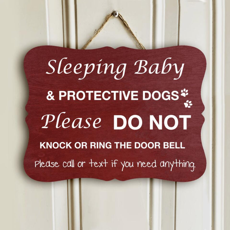 Pawzity Custom Wooden Signs, Gifts For Dog Lovers, Please Do Not Knock Or Ring Bell Crazy Dogs Will Bark