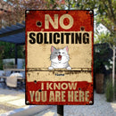 Metal Yard Sign, Gifts For Pet Lovers, No Soliciting We Know You Are Here Funny Warning Signs