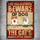 Beware Of Dogs Metal Yard Sign, Gifts For Pet Lovers, No Soliciting The Cats're Also A Little Shady
