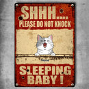 Metal Yard Sign, Gifts For Pet Lovers, Shh Please Don't Knock Sleeping Baby Funny Warning Signs