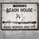 Metal Beach House Sign, Gifts For Pet Lovers, Making Memories With Dog & Cat Vintage Signs