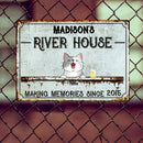 Metal River House Sign, Gifts For Pet Lovers, Making Memories With Dog & Cat Vintage Signs