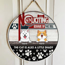 Beware Of The Dog Custom Wooden Signs, Gifts For Pet Lovers, No Soliciting The Cat Is Also A Little Shady