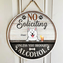 Custom Wooden Signs, Gifts For Dog Lovers, No Soliciting Unless You Brought Alcohol Retro Signs