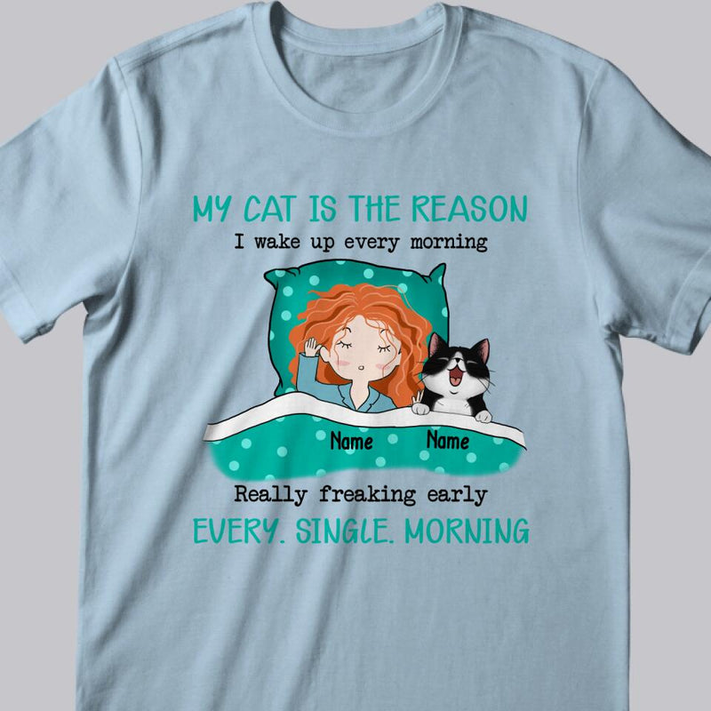 Personalized Cat Breeds T-shirt, Gifts For Cat Moms, My Cats Are The Reason I Wake Up Every Morning