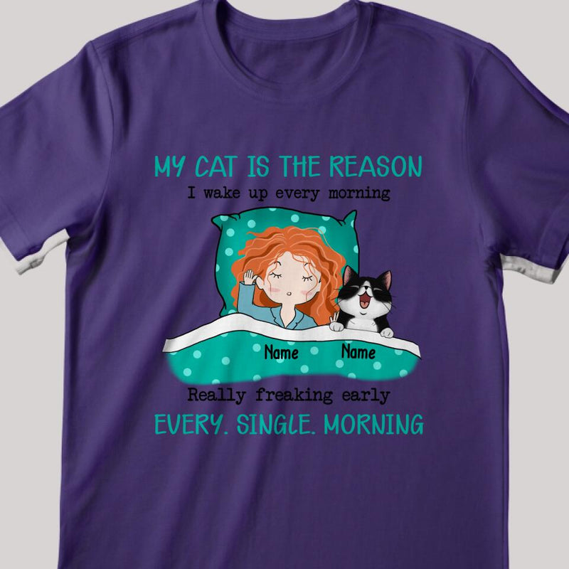 Personalized Cat Breeds T-shirt, Gifts For Cat Moms, My Cats Are The Reason I Wake Up Every Morning